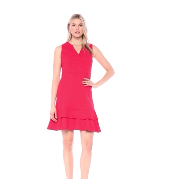 Sharagano Red Ruffle Knit Sleeveless Dress Sz 8P - Picture 1 of 10